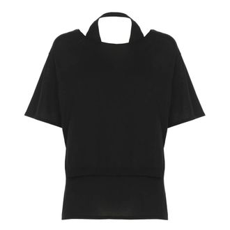 KANGRA Black Cashmere Cotton T-shirt Round Neck - female - Kangra - T-Shirts - Black - S - Tops
