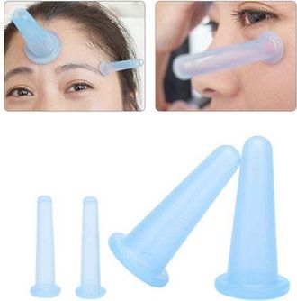 OEM Juego De Ventosas Faciales Y Oculares Ulisem, Ventosas De Masaje De Silicona - Juego De 4 Ventosas Azules (2 Grandes, 2 Peque&ntilde;as)