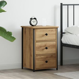 Berkfield Home Bedside Table Artisan Oak Engineered wood Compact Durable in Beige