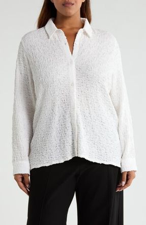 Eileen Fisher CLASSIC COLLAR SLIM SHIRT in Ivory at Nordstrom, Size 1X