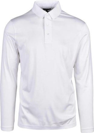 Emporio Armani White Lyocell-Blend Long-Sleeve Polo Shirt