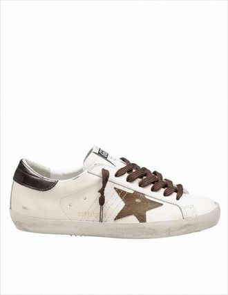 Golden Goose Distressed White Leather Low-Top Sneakers