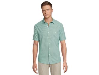 UNTUCKit Performance Short Sleeve Forbes Seersucker Shirt Mens Clothing Green : SM Regular Fit, Cotton/Nylon/Polyester