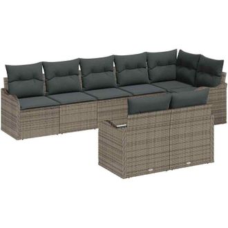 vidaXL Garden Sofa Set with Cushion 8 pcs Grey Poly rattan vidaXL