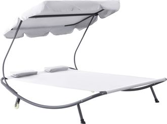 OUTSUNNY Garden Double Hammock Sun Lounger Day Bed Canopy 2 Pillows w/ Stand New | TJ Hughes