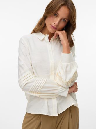 Vero Moda Langarmbluse VERO MODA VMISELA L/S SHIRT WVN BTQ GA, Damen, Gr. XL, cloud dancer, Web, Obermaterial: 90% Viskose, 10% Nylon, gepflegt, unifarben, regu