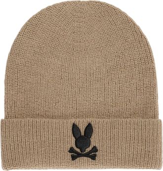 Psycho Bunny Allen Merino Wool Wet Sand Beanie B6A988U1HT-WTD