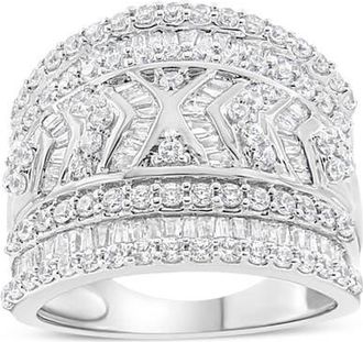 House of Brilliance Silver 2.0 Cttw Diamond Edge Multi-Row Ring Band at Nordstrom, Size 9