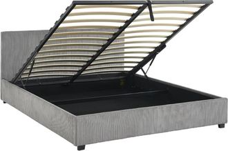 Sweeek Cama con somier abatible y cabecero 160cm, acabado en pana fina, gris