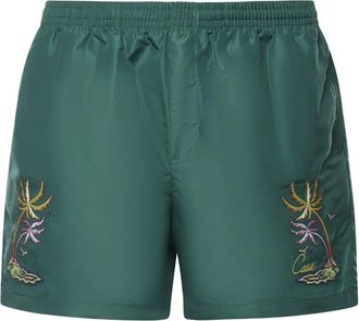 Casablanca Casa Embroidery Zwemshorts - Heren - Strandmode - Groen - XL - Leer - Badmode