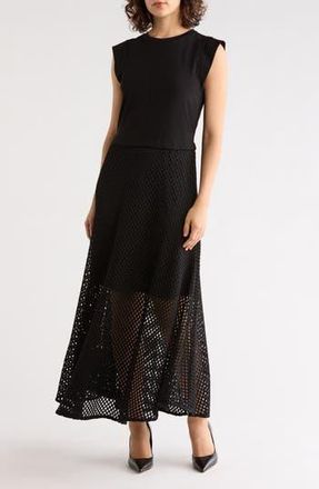 DKNY Mesh Trim Dress in Black at Nordstrom Rack, Size X-Small