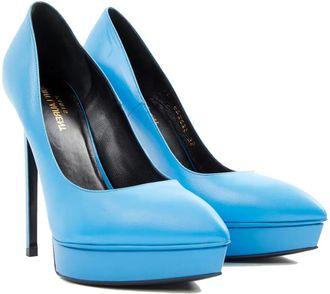 Saint Laurent Hohe Schuhe - Saint Laurent Leather Janis Pumps - Gr. 40 (EU) - in Blau - f&uuml;r Damen
