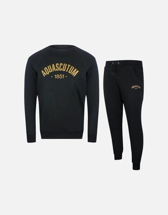Aquascutum Womens Aquascutum Old School Crewneck Black Tracksuit Pants Set - Size: XXL