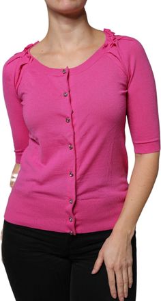 Dolce & Gabbana Womens Virgin Wool Button-Down Cardigan Pink