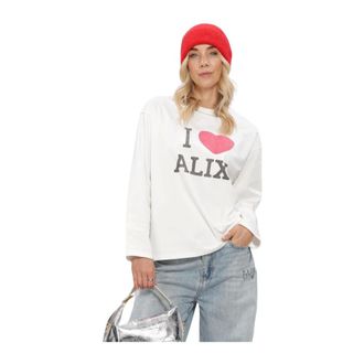 ALIX The Label Alix The Label - Dames Tops T-shirts Ladies Knitted I Love Alix Longsleeve T-shirt - Dames - Tops - Wit - Maat: L