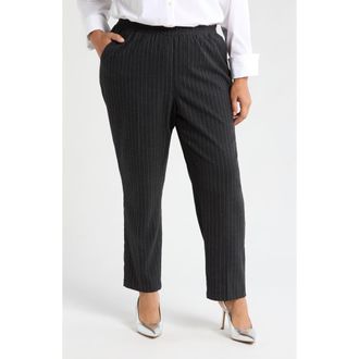 Universal Standard The Pinstripe High Waist Pants in Graphite at Nordstrom, Size 4Xl