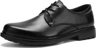 Generic Formal Shoes for Men Lace Up Round Toe Derby Shoes Faux Leather Block Heel Slip Resistant Anti-Slip Low Top Classic(10.5 UK) Black