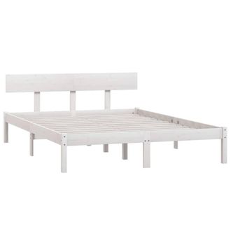 Berkfield Home Modern Bed Frame White Solid Wood Pine 140x190 cm
