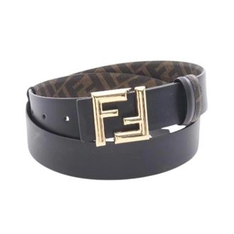 Fendi Pre-owned Belts, male, Black, Size: ONE SIZE Pre-owned Round FF Reversible Leather PVC Belt