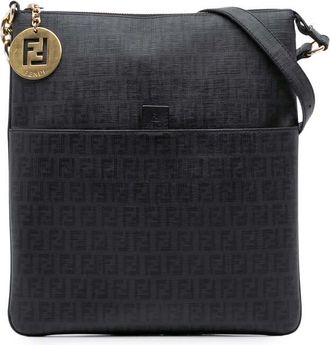 Fendi Pre-owned Fendi Zucchino Coated Canvas Charm Zip Crossbody Ladies 2415 8BT151 YG1 099
