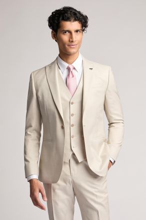 Ted Baker Mens Turner Slim Fit Stone Sharkskin Suit Jacket - Nude - Size 48 (Chest)