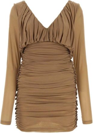Saint Laurent Kleedjes, Dames, Bruin, S, Draped Jersey Dress