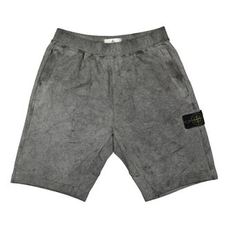 Stone Island Patch Logo Fleece Shorts Melange Black 741563690-V1M29