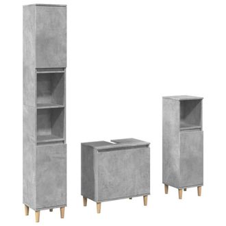 Berkfield Home 3 Piece Bathroom Furniture Set Concrete Grey Engineered Wood