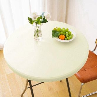 OEM 1 Funda Redonda Impermeable Para Mesas Auxiliares De Exterior - Mantel De Vinilo Para Comedor De Patio - 60 Cm - Blanco Roto