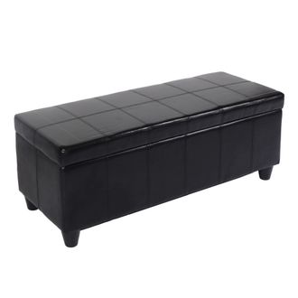 Hhg Asiento De Banco Con Almacenamiento Kriens Cuero + Imitaci&oacute;n De Cuero 112x45x45cm Mvg-certificado, Negro