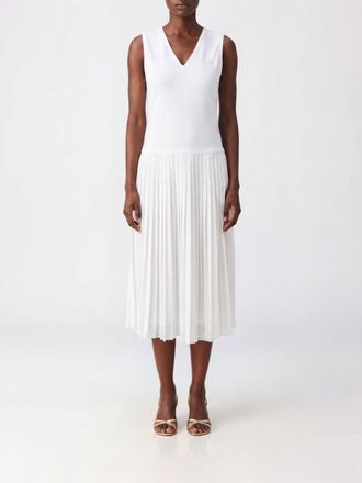 Lacoste Pleated Crepe Midi Dress
