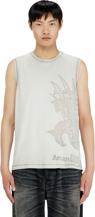 Diesel Sleeveless jersey top with embossed graphics - T-Shirts - Man - Grey