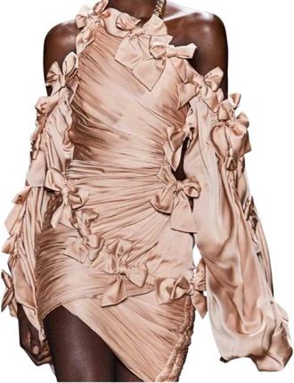 Zimmermann Zimmerman Runway Blush Long Sleeved Bow Detail Dress Size S