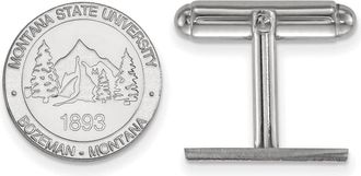 Diamond2Deal Sterling Silver Rhodium-plated Montana State University Crest Cuff Links