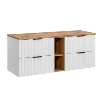 Petits Meubles Mueble bajo lavabo 140cm 2 nichos tableros de melamina y mdf blanco