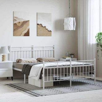vidaXL Giroletto con Testiera e Pediera Metallo Bianco 135x190 cm - Vidaxl