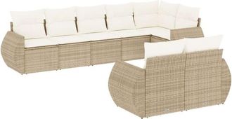 vidaXL Vidaxl - Juego De Sof&aacute;s De Jard&iacute;n Con Cojines Beige 8 Pzas Rat&aacute;n Pe
