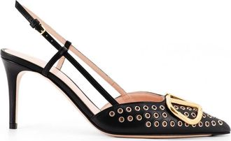 Valentino Garavani Black Leather Stiletto Heel Shoes