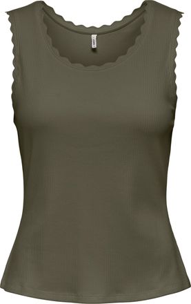 Only Tanktop ONLY ONLLUNI S/L TANK TOP CS JRS, Damen, Gr. XL, kalamata, Jersey, Obermaterial: 57% Baumwolle, 38% Polyester, 5% Elasthan, unifarben, regular