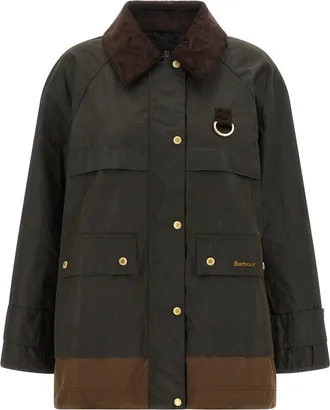 Barbour Waxed Cotton Colorblock Coat - Olive