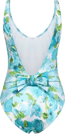 Chlo&eacute; Womens One-Piece Swimsuit Aqua Flower-Print Multicolour Polyamide Swimwear Sea Clothing