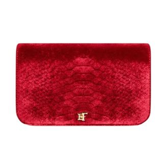 Elisabetta Franchi Borsa a tracolla in velluto effetto coccodrillo - - Bags - Donna - Rosso - ONE SIZE