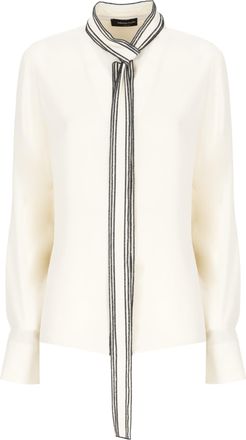 Fabiana Filippi Ivory Silk-Blend Collar Embroidered Shirt
