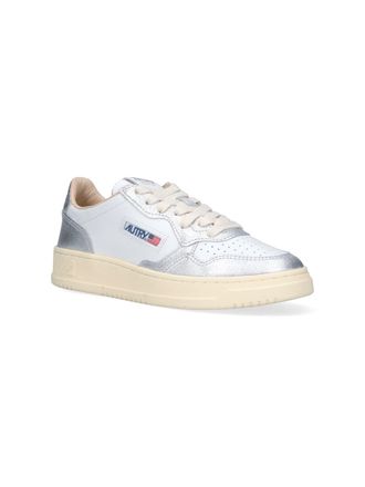 Autry Metallic Silver Leather Paneled Sneaker - White