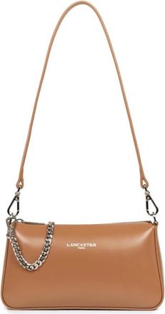 Lancaster Chique leren schoudertas met ketting - Dames - Schoudertassen - Bruin - ONE Size - Leer - Tassen