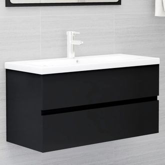 vidaXL Mueble Con Lavabo Madera De Ingenier&iacute;a Negro Vidaxl