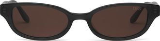DEZI Gia Rectangular Gradient Sunglasses in Gia Black /Brown at Nordstrom