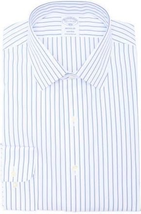 Brooks Brothers Regular Fit Non-Iron Stripe Button-Down Shirt in White Shadow Stripe at Nordstrom Rack, Size 16.5 - 32