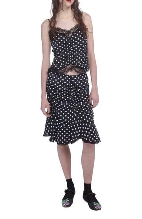 Anna Sui Polka Dot Ruched Skirt in Black Multi at Nordstrom, Size 10