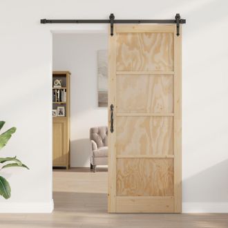 Berkfield Home Interior Door ORKDAL 93x211x4 cm Solid Wood Pine in Beige | Size: 93 x 211 x 4 cm